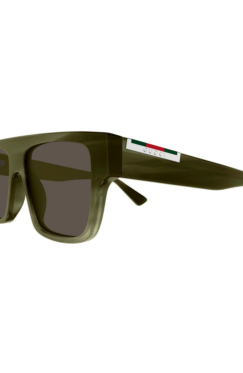 Gucci 53mm Rectangular Sunglasses, Alternate, color, Green