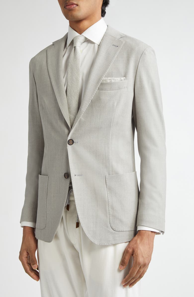 Eleventy Single Breasted Stretch Wool Sport Coat, Alternate, color, 13 Light Melange Grey