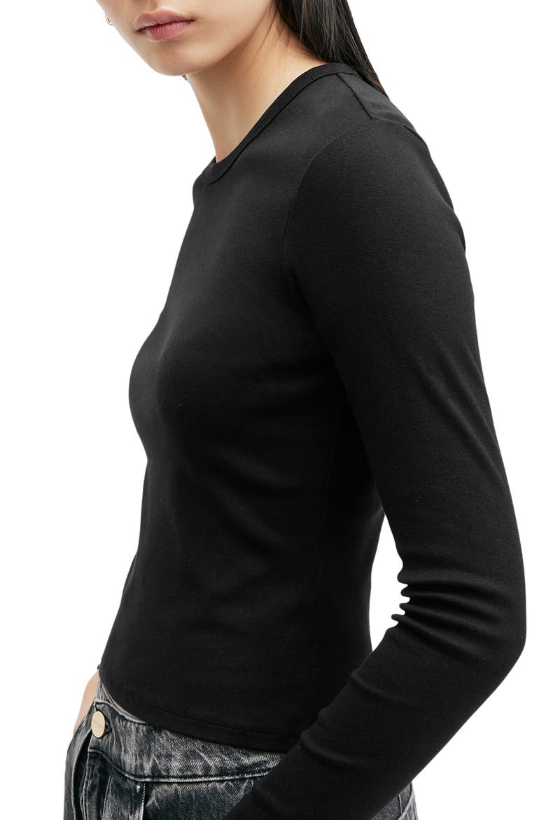 Stevie Long Sleeve Organic Cotton T-Shirt, Alternate, color, BLACK