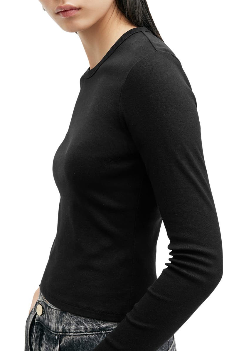 AllSaints Stevie Long Sleeve Organic Cotton T-Shirt, Alternate, color, Black