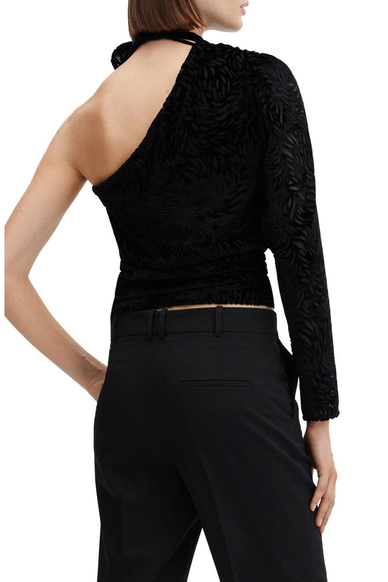 Floral Burnout One Shoulder Velvet Top, Alternate, color, BLACK