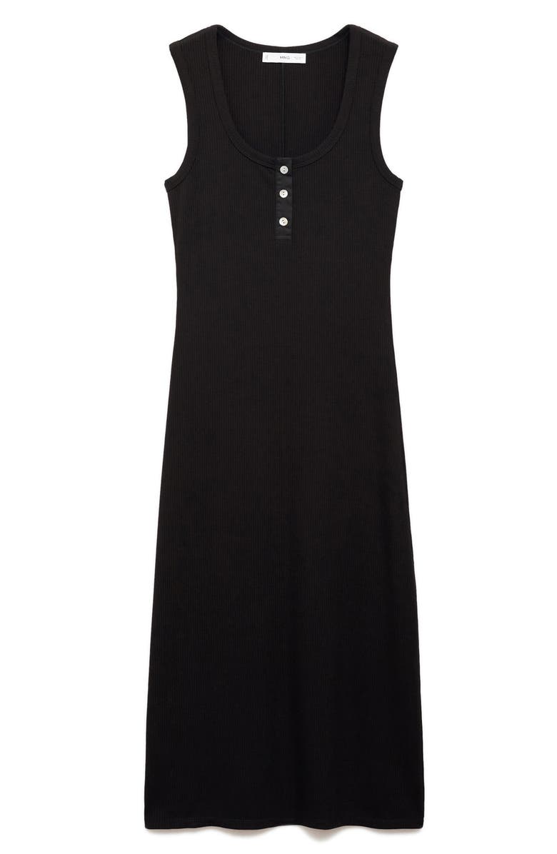 MANGO Half Placket Rib Midi Dress, Alternate, color, 