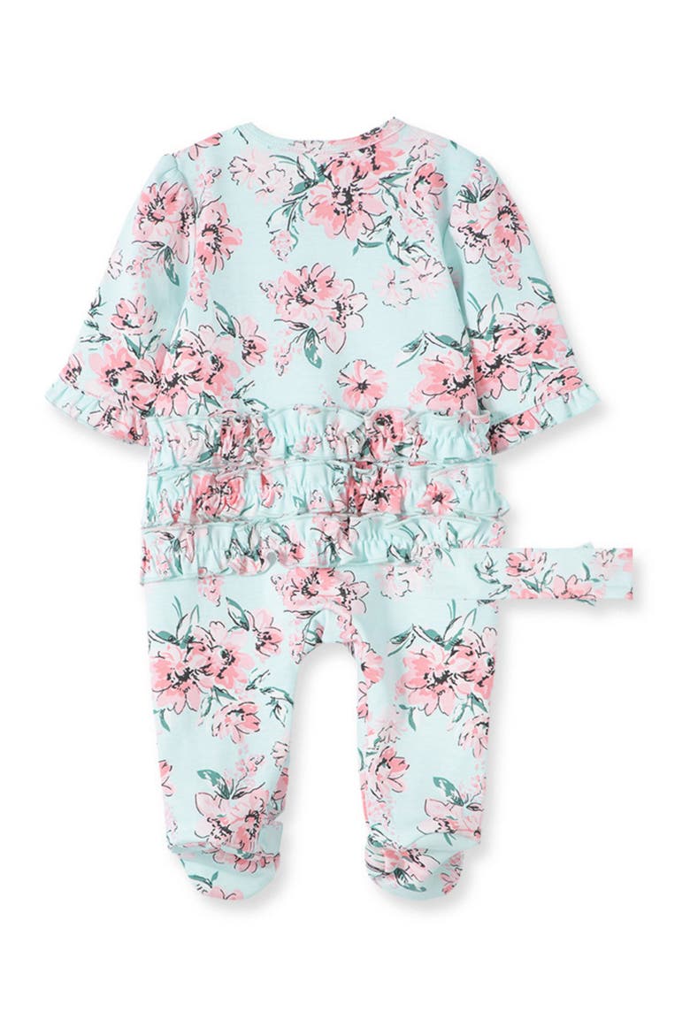 Floral Dream Cotton Footie & Headband Set, Alternate, color, AQUA