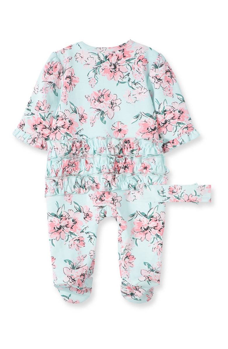 Little Me Floral Dream Cotton Footie & Headband Set, Alternate, color, 