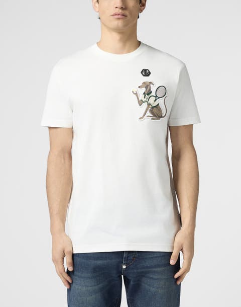 Round Neck T-Shirt Tennis Pet Patch Men
