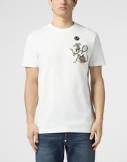 PHILIPP PLEIN Round Neck T-Shirt Tennis Pet Patch Men