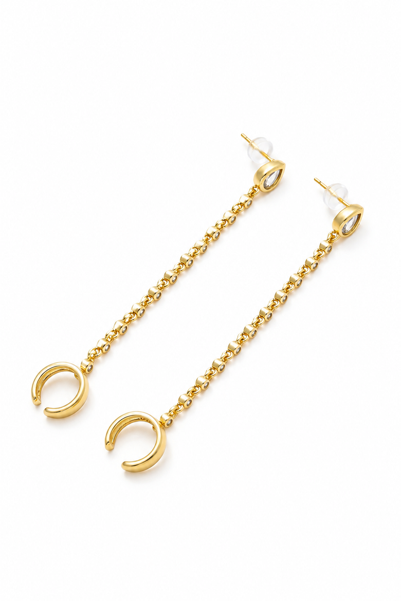 Luna Ear Cuff Earrings, Main, color, Gold