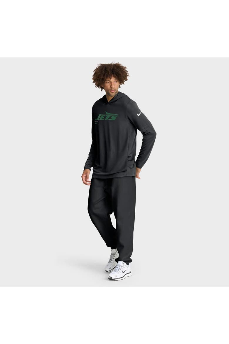 Men's Nike Black New York Jets Sideline Pure Fury Performance Long Sleeve Hoodie T-Shirt, Alternate, color, Black