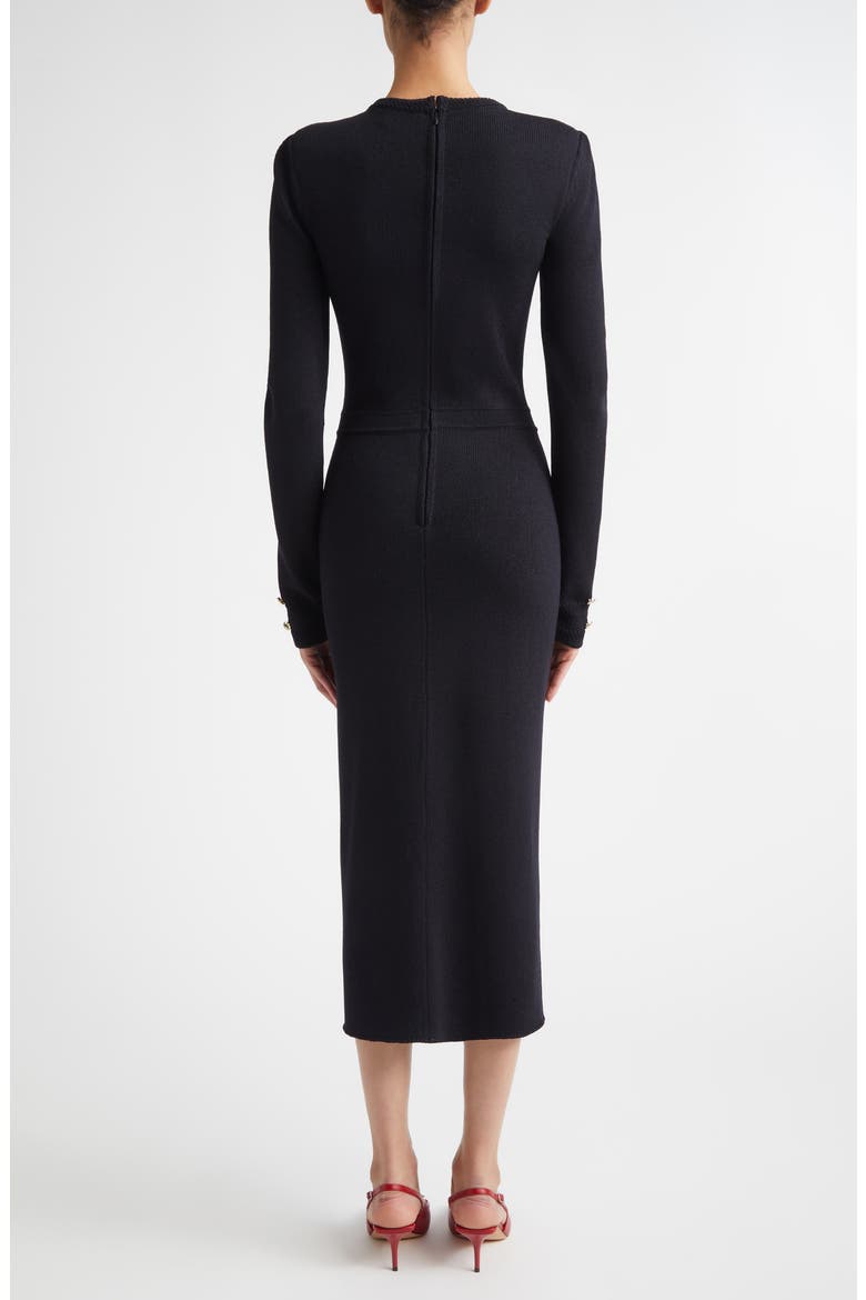 Legacy Wool Blend Crepe Faux Wrap Sweater Dress, Alternate, color, BLACK