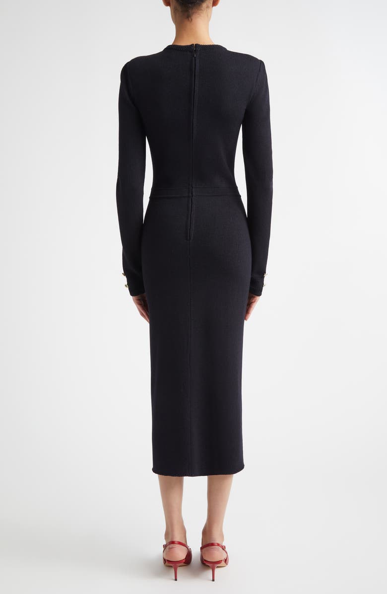 ST. JOHN Legacy Wool Blend Crepe Faux Wrap Sweater Dress, Alternate, color, Black