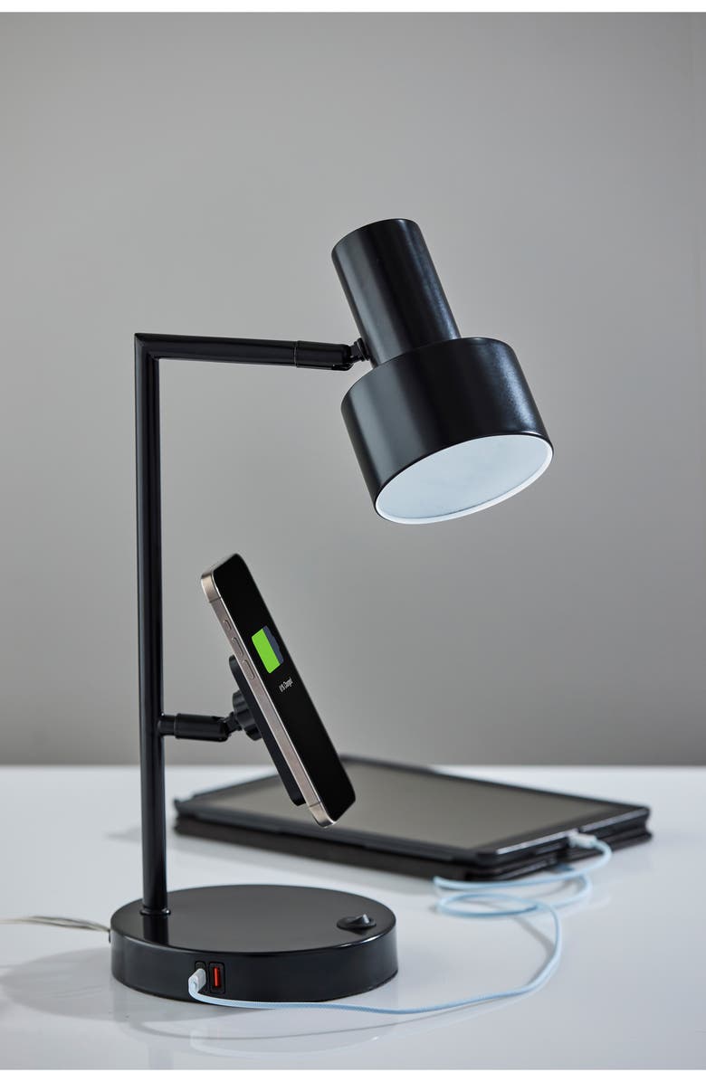 ADESSO LIGHTING Rowe Supercharger LED Desk Lamp, Alternate, color, Black