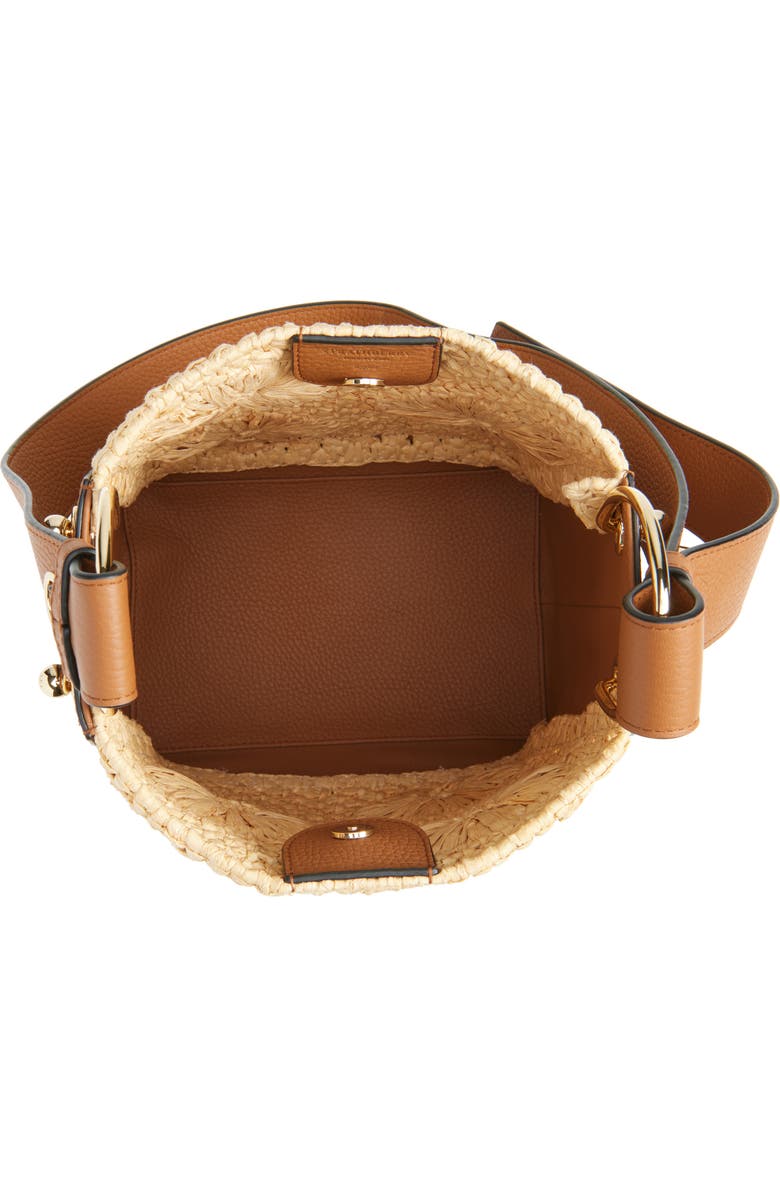 Strathberry Midi Lana Woven Raffia & Leather Bucket Bag, Alternate, color,
