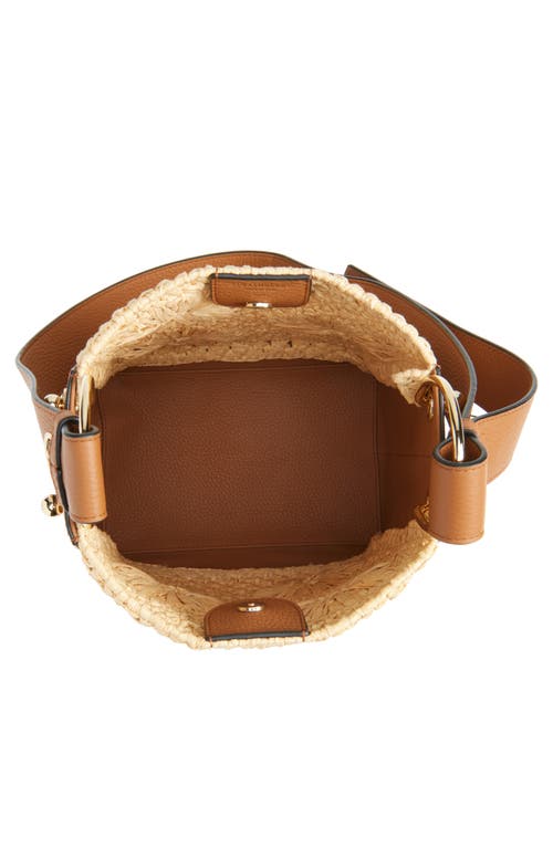 Strathberry Midi Lana Woven Raffia & Leather Bucket Bag