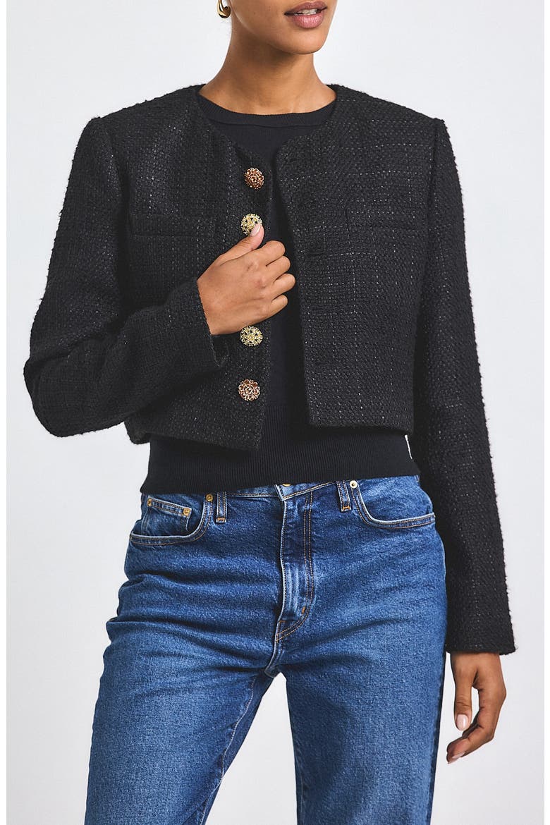 Juliette Tweed Jacket, Main, color, BLACK