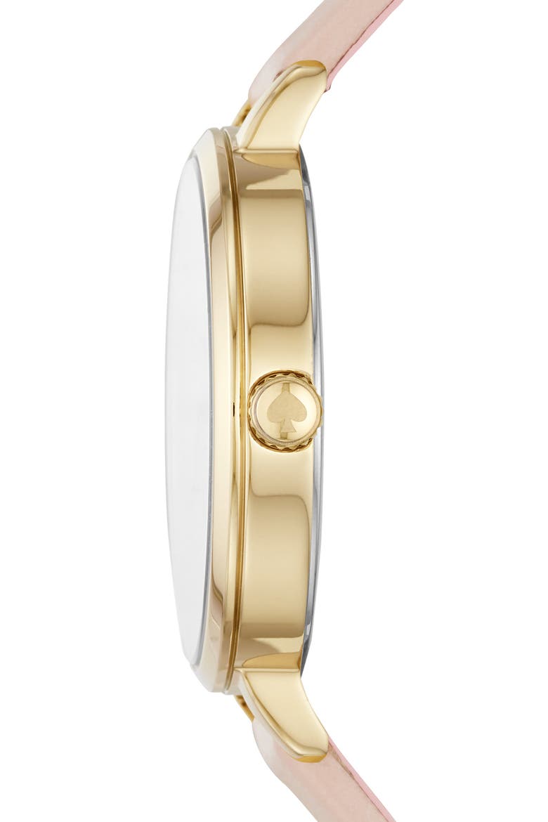 metro 5 o'clock somewhere leather strap watch, 34mm, Alternate, color, TAN/ WHITE/ GOLD
