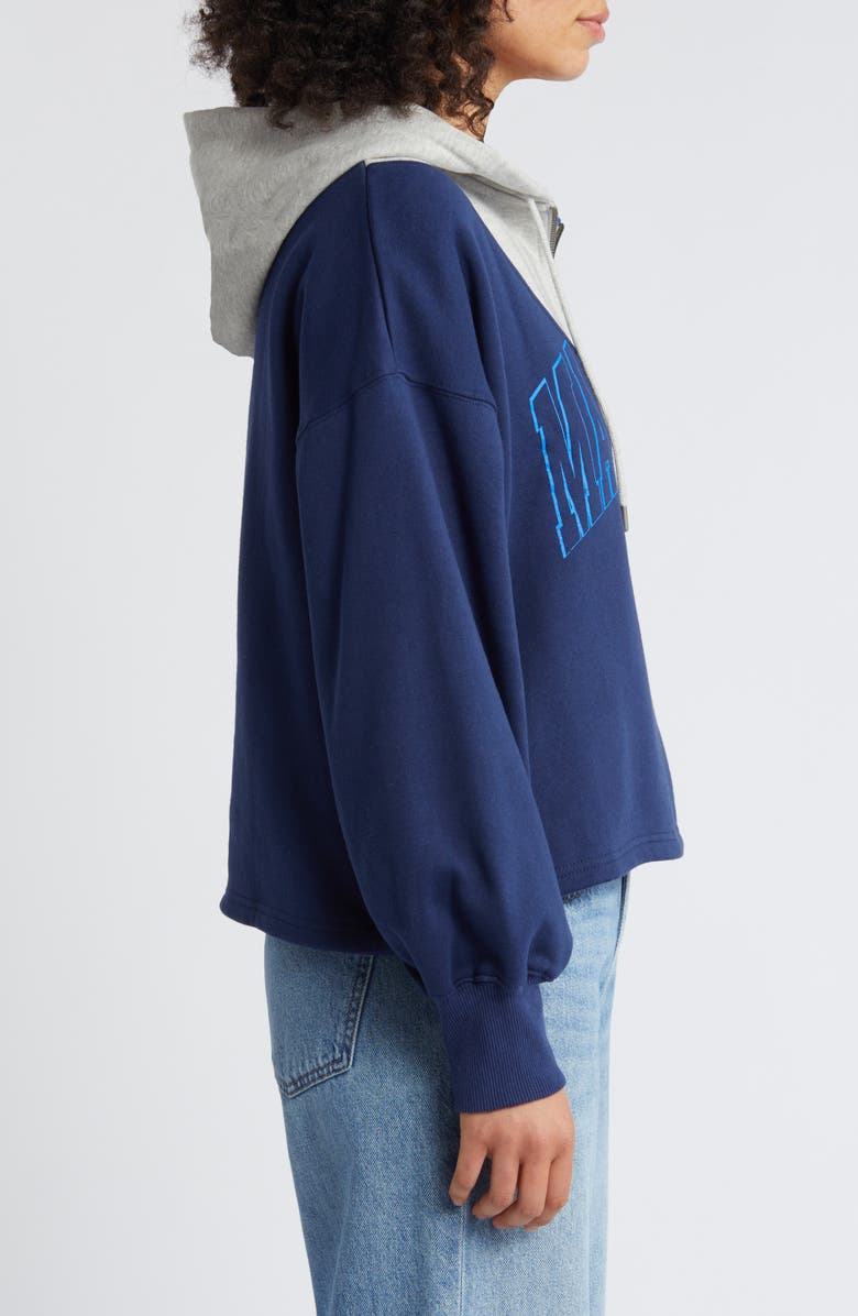 WEAR by Erin Andrews Women's WEAR by Erin Andrews Navy Dallas Mavericks Pieced Quarter-Zip Hoodie Jacket, Alternate, color, Navy