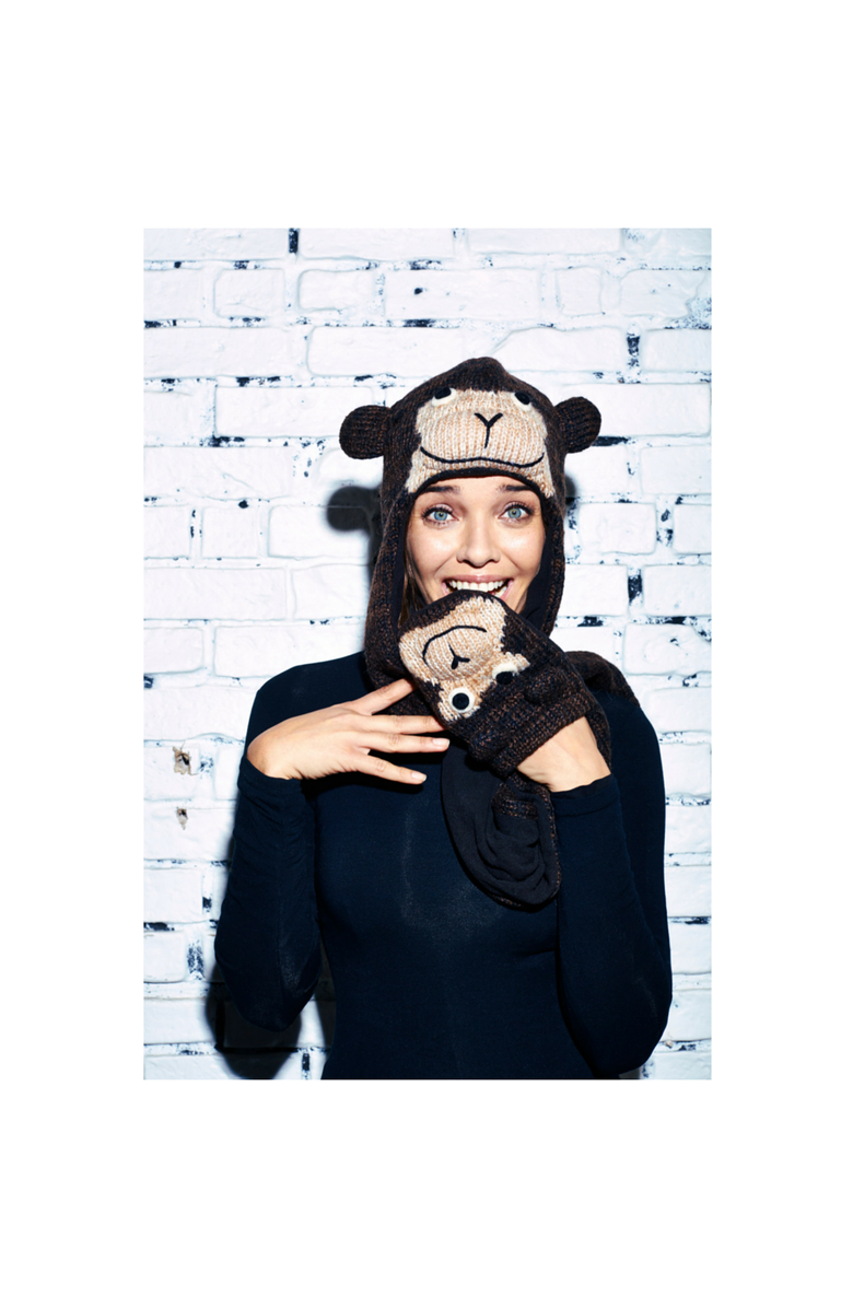 Nirvanna Designs Cheeta Monkey Hatscarf, Alternate, color, Small