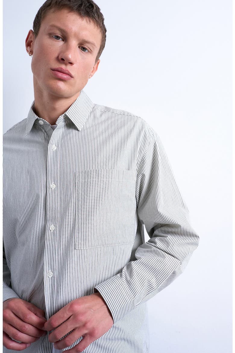 Oversize Stripe Button-Up Shirt, Alternate, color, ECRU MULTI