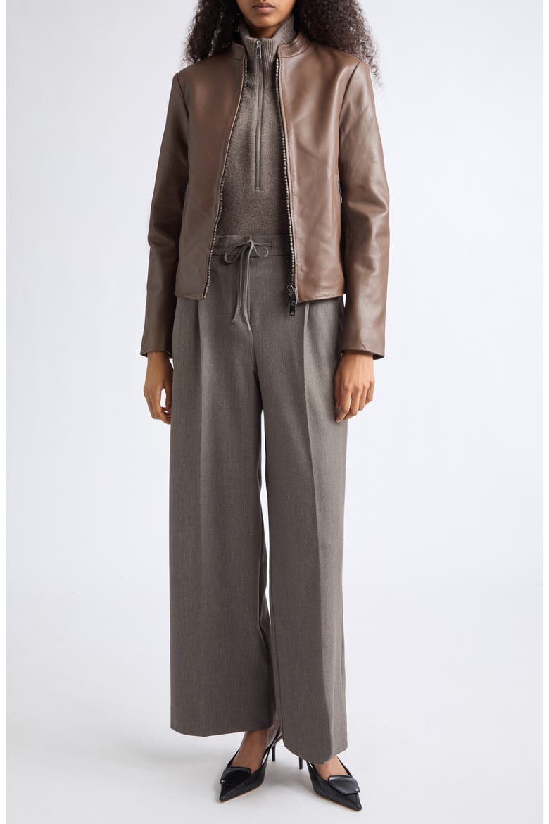 Allie Leather Jacket, Main, color, TAUPE NEUTRAL
