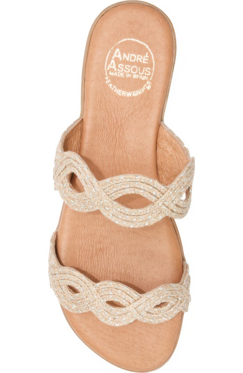 André Assous Nizzie Double Strap Slide Sandal, Alternate, color, Natural/ Platino