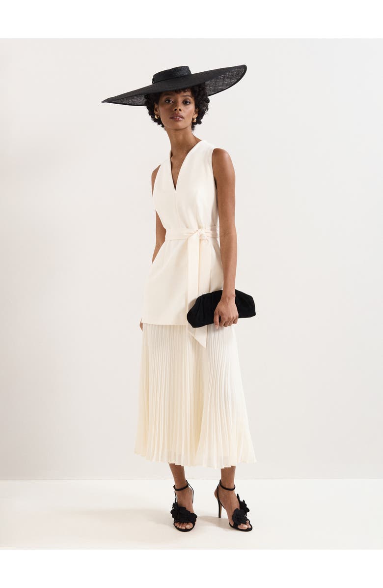 Phase Eight Pia Pleated Midi Dress, Alternate, color, Ivory
