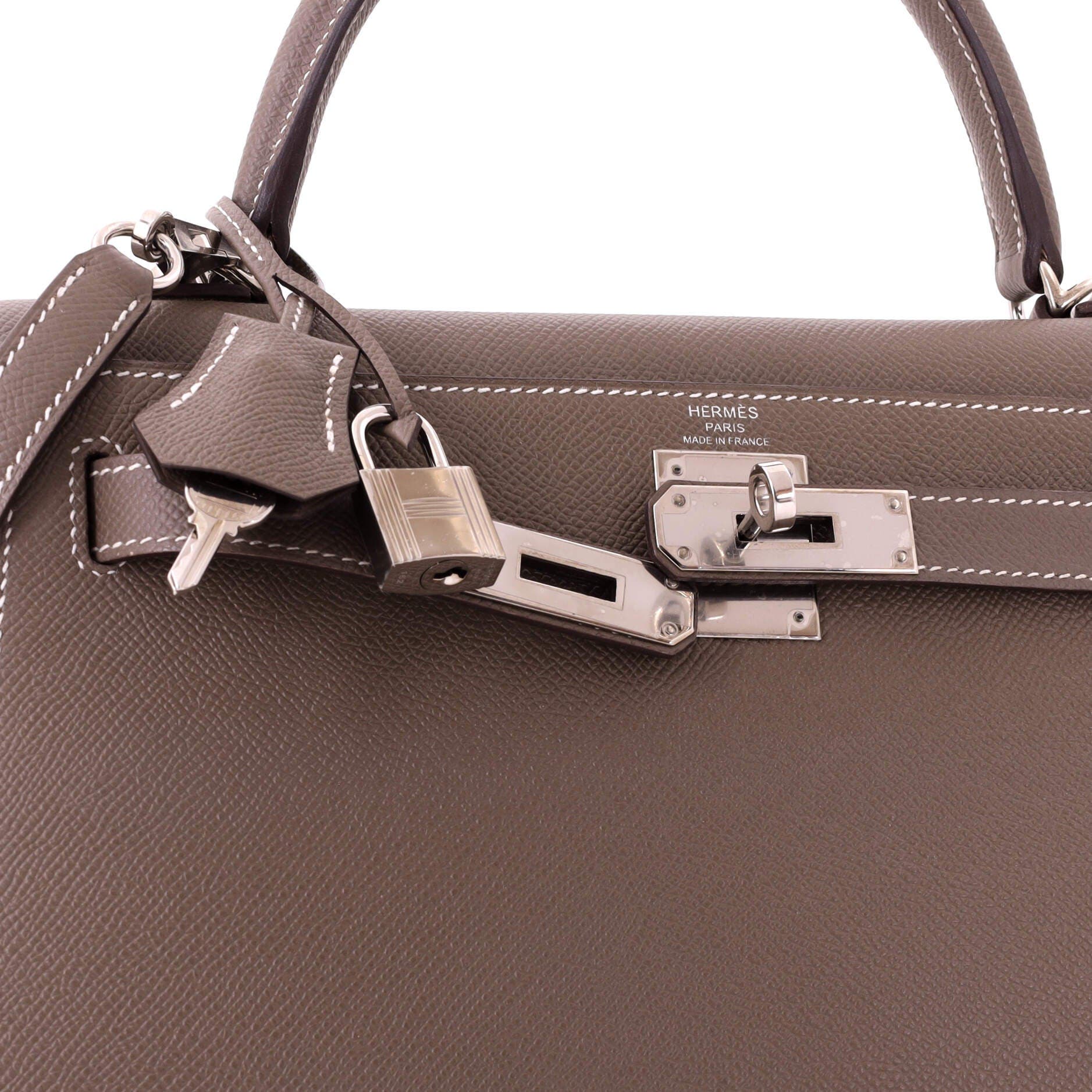 Kelly Handbag Grey Epsom with Palladium Hardware 28, Alternate, color, Grey