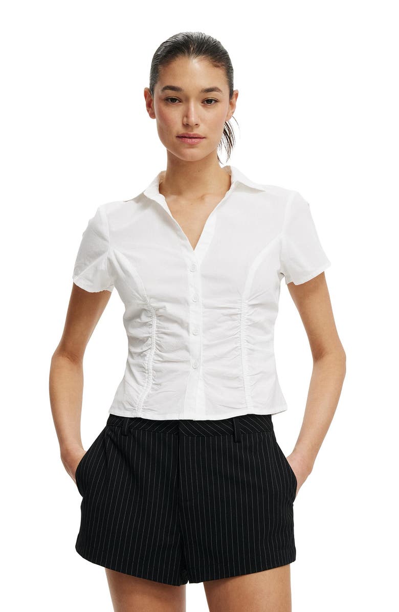 Cotton On Women's Maya Rouched Shirt, Main, color, White