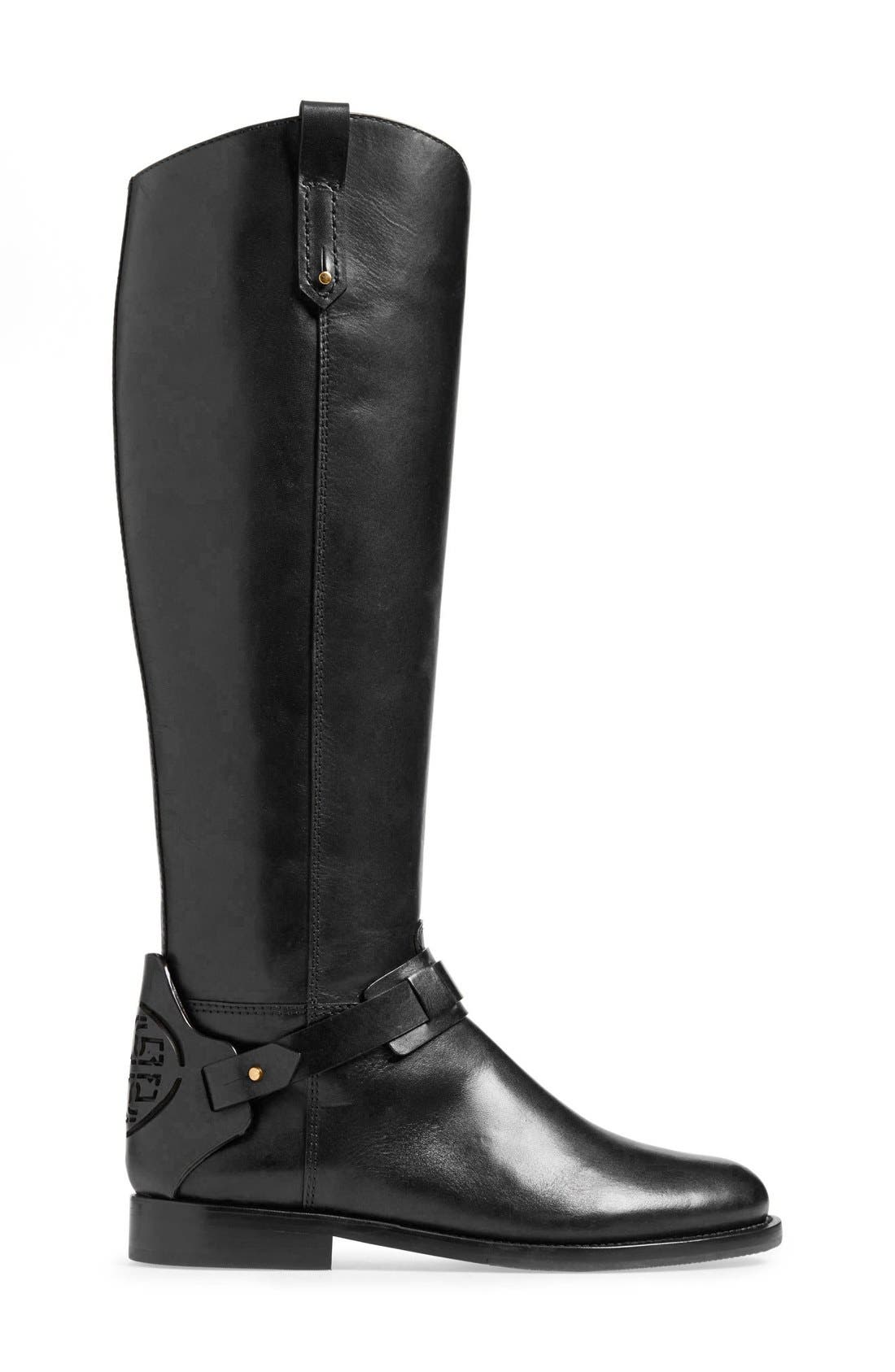Tory Burch 'Derby' Leather Riding Boot, Alternate, color, 