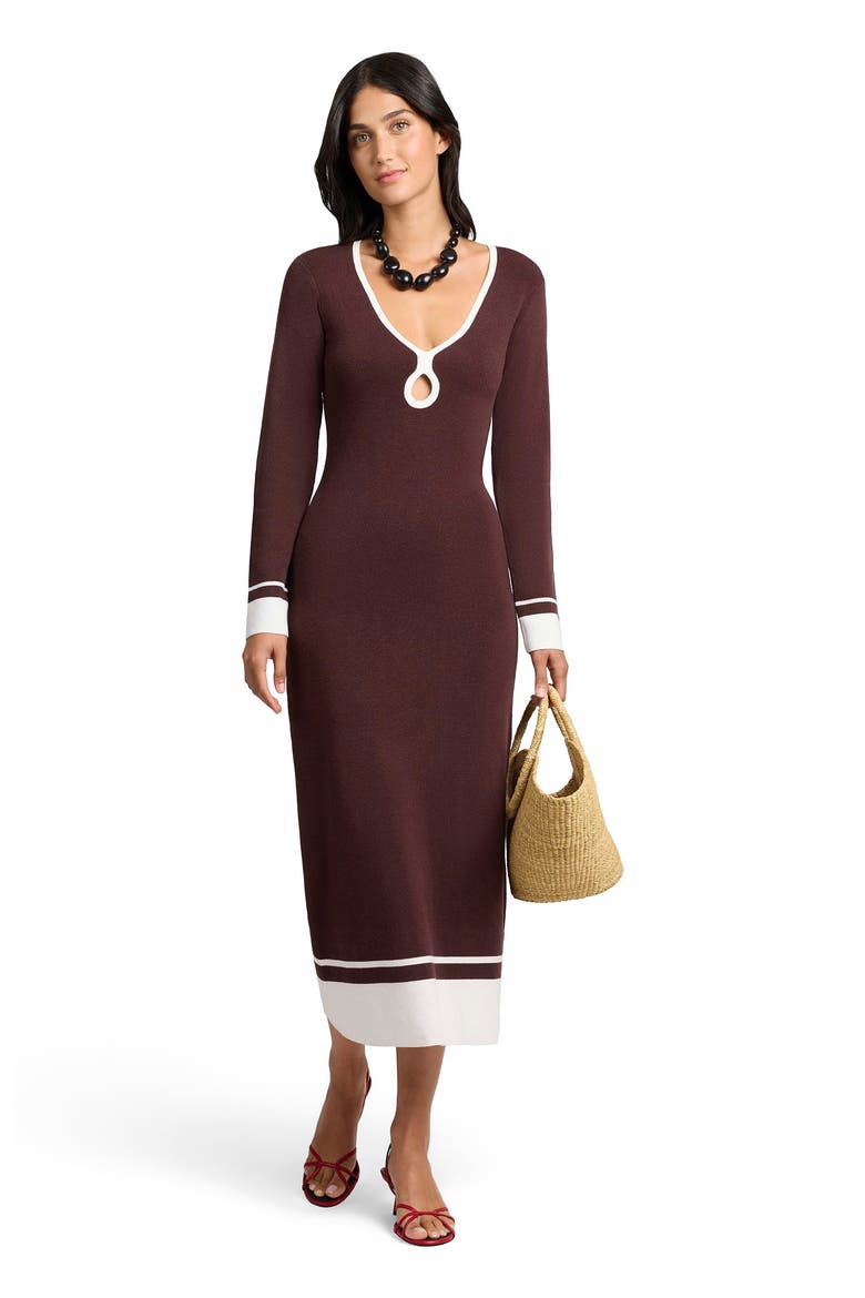 Linen Tencel Maxi Dress, Main, color, ESPRESSO/EGRET