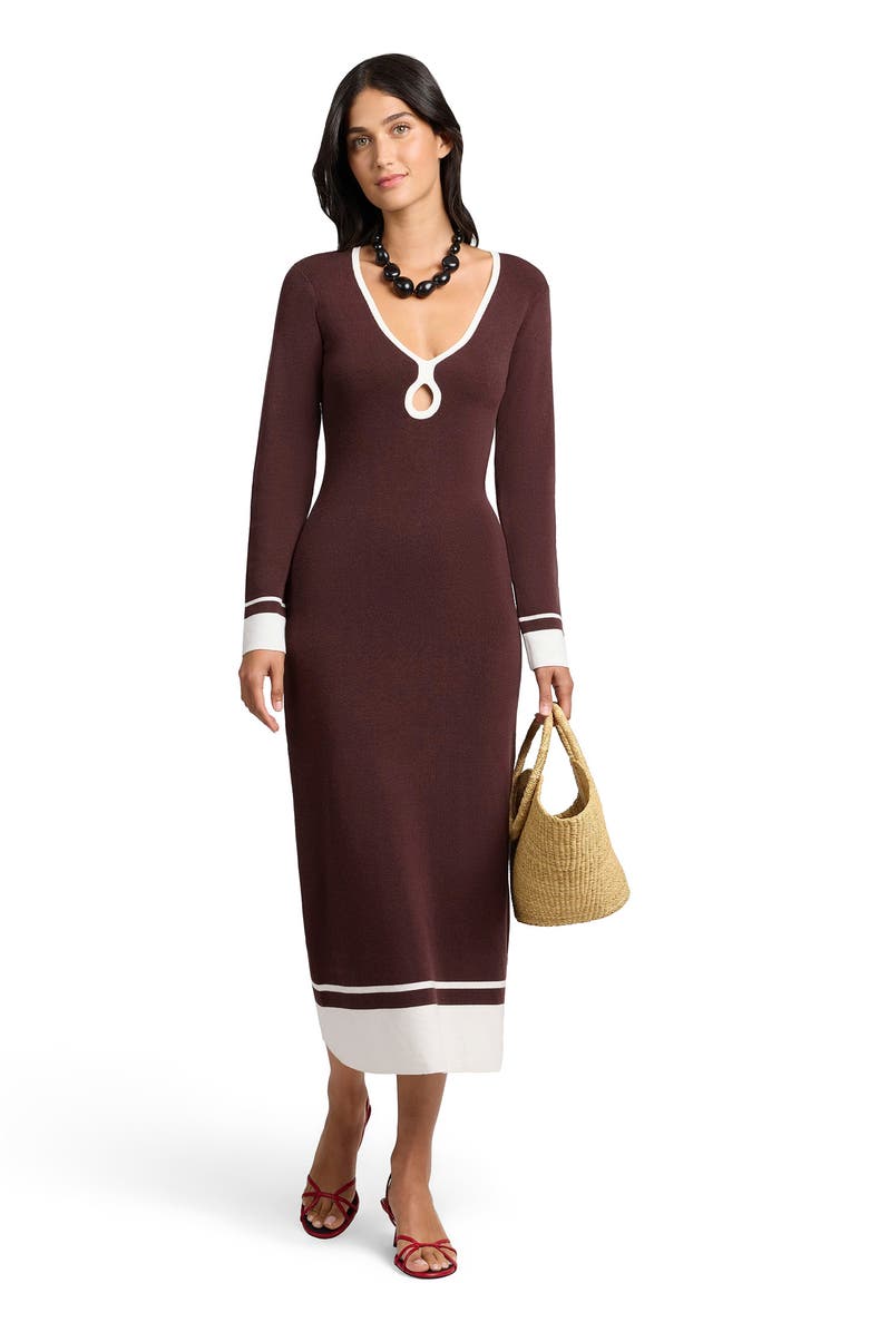 Onia Linen Tencel Maxi Dress, Main, color, Espresso/Egret