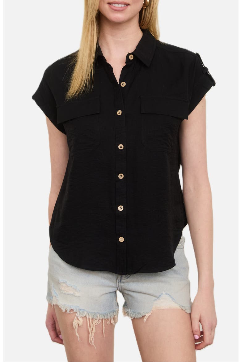 Button Front Shirt, Main, color, BLACK