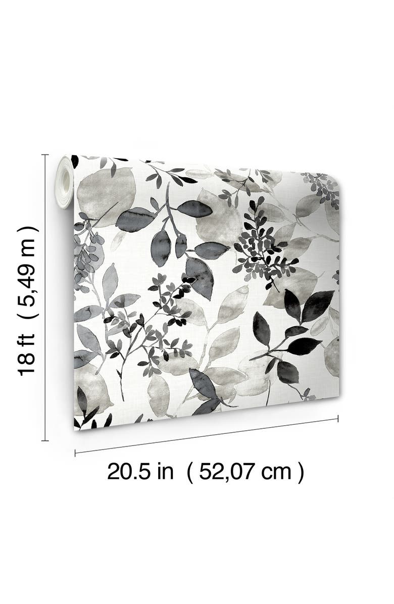 Wallpops Breezy Floral Chevron Wallpaper, Alternate, color, Black