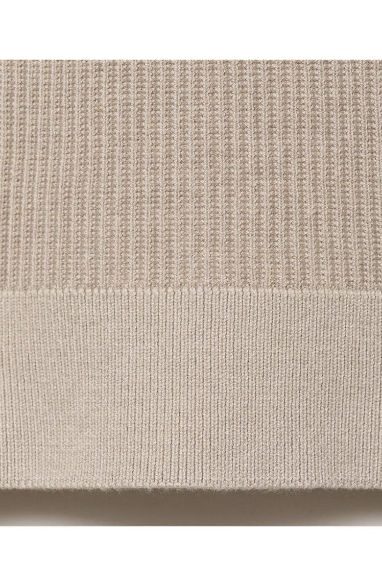 MANGO Rib Quarter Zip Sweater, Alternate, color, Beige
