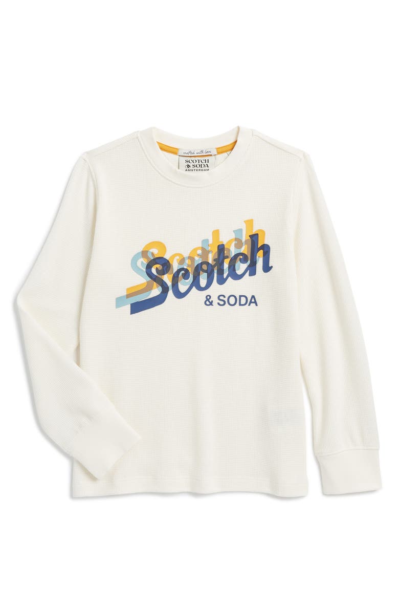 Scotch & Soda Kids' Thermal Graphic T-Shirt, Main, color, White/ Pastel