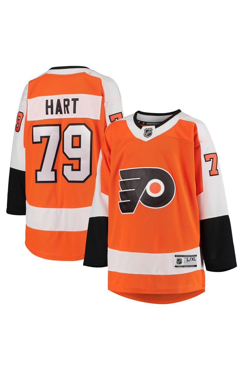 Outerstuff Youth Carter Hart Orange Philadelphia Flyers Home Premier Player Jersey, Main, color,