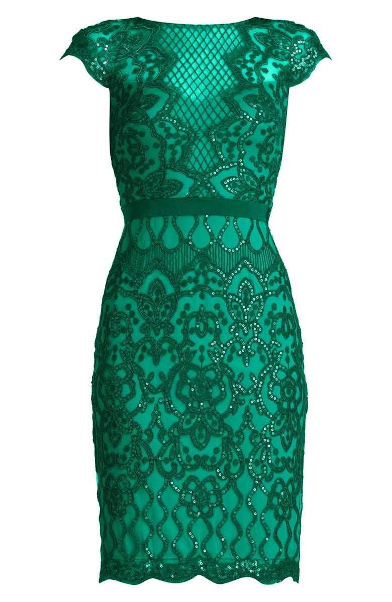 Tadashi Shoji Sequin Lace Body-Con Cocktail Dress, Alternate, color, Pine