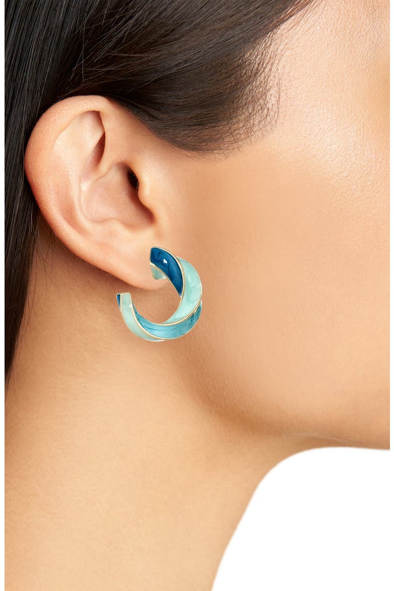 Set of 3 Twisted Hoop Earrings, Alternate, color, BLUE MULTI