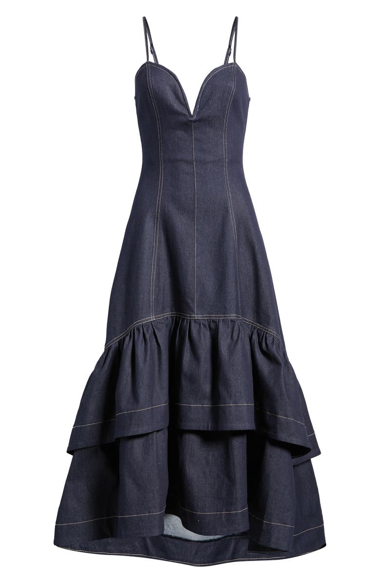 FREEMARKET Tiered High-Low Denim Dress, Alternate, color, Denim