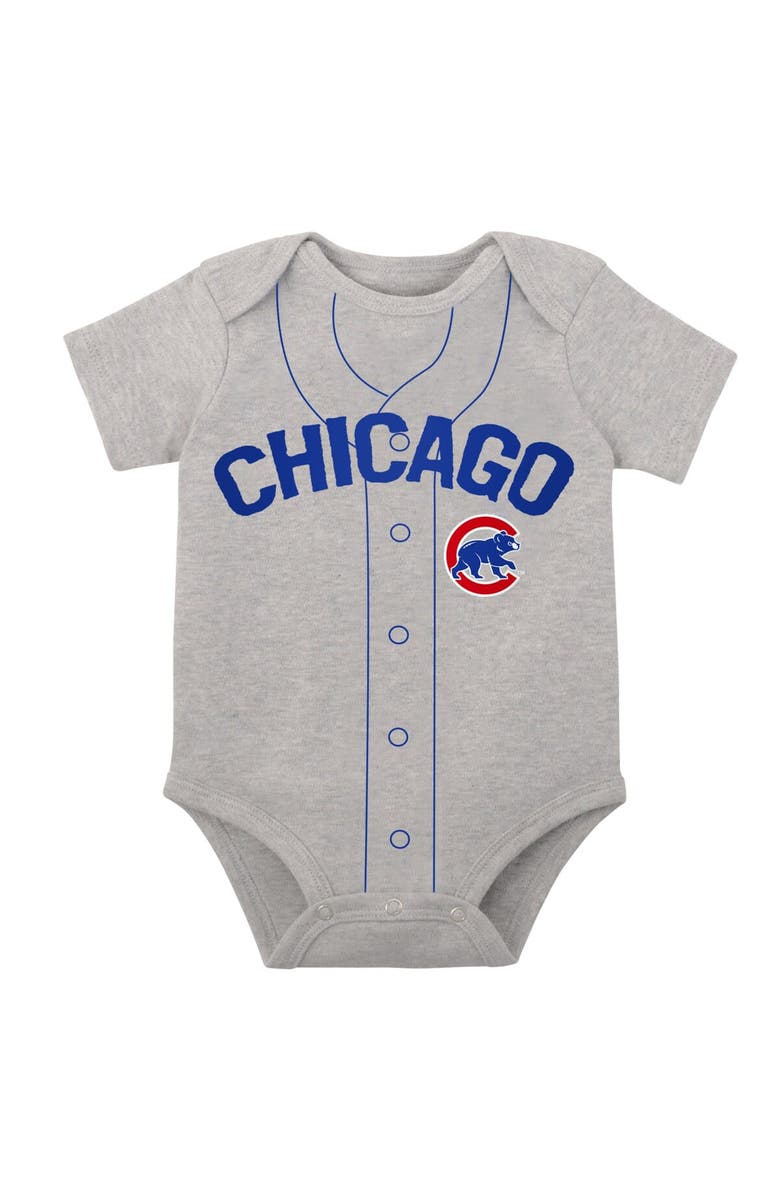 Outerstuff Newborn & Infant White/Heather Gray Chicago Cubs Little Slugger Two-Pack Bodysuit Set, Alternate, color,