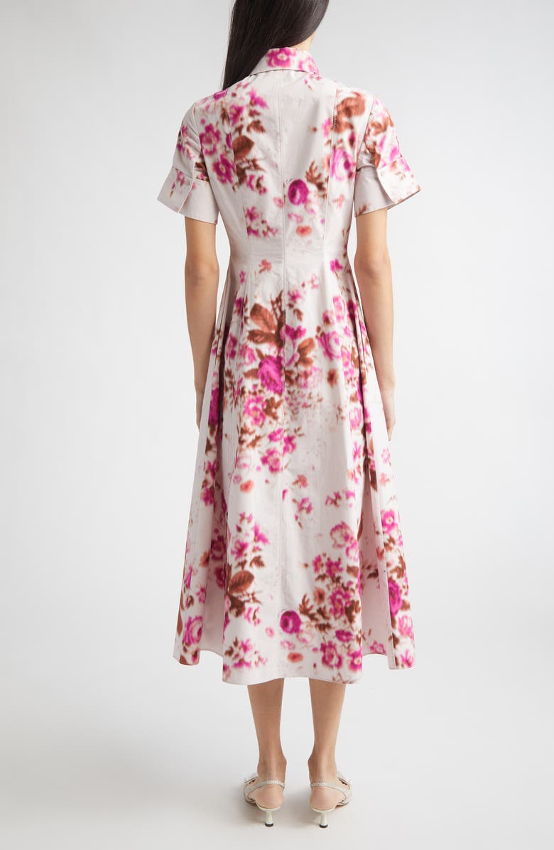 Erdem Floral Print Heavyweight Organic Cotton Poplin Shirtdress, Alternate, color, Rose Bouquet Hot Pink