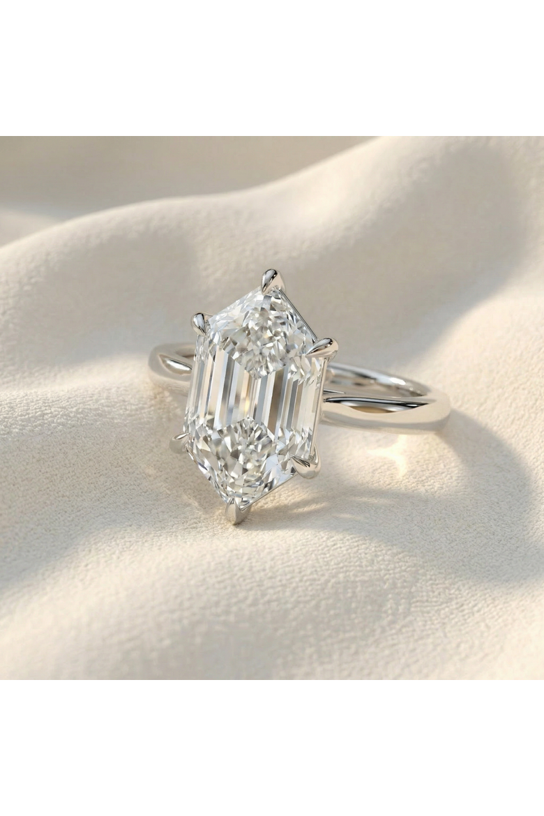 Certified 3Ct Vireo Elongated Hexagon Diamond Engagement Ring 14k Gold Lab Grown, Alternate, color, 14k White Gold