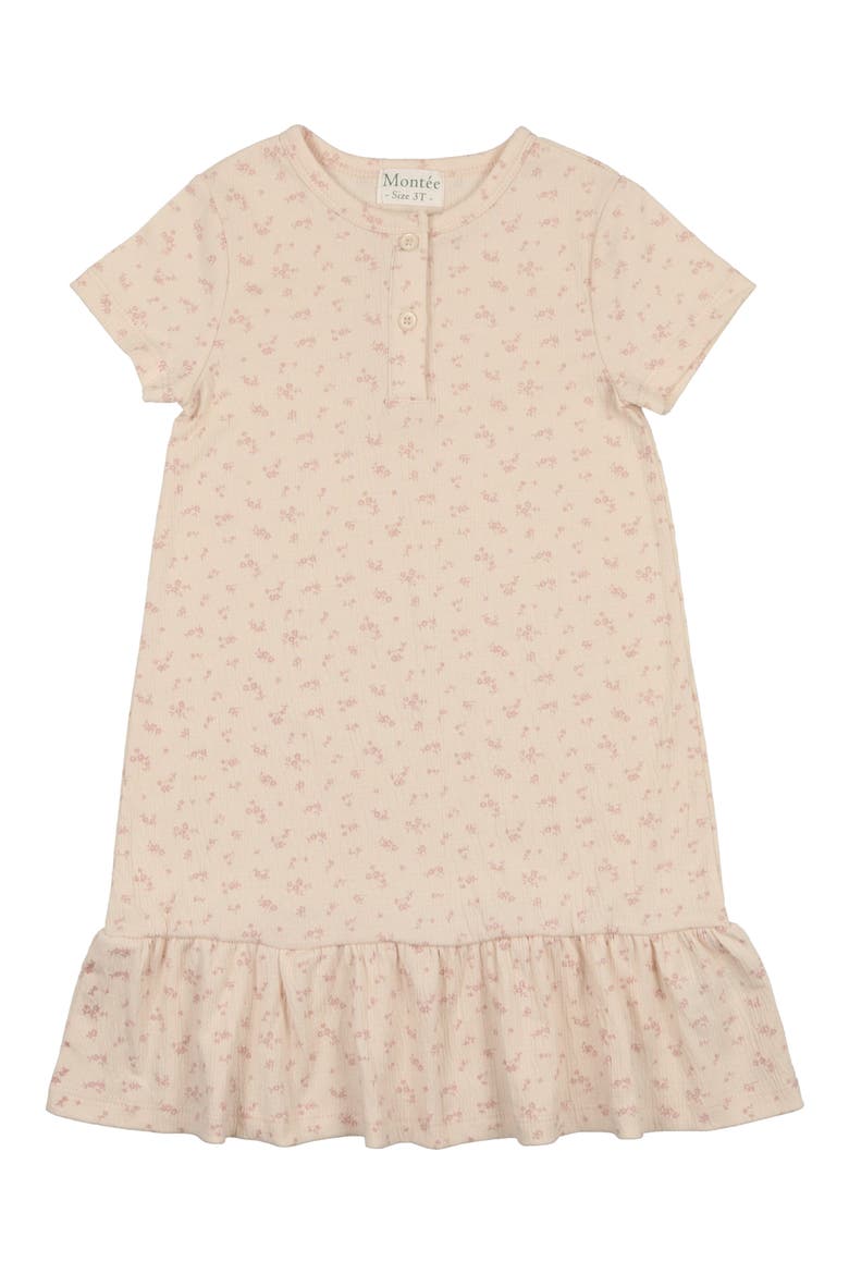 Kids' Printed Cotton Blend Gauze T-Shirt Dress, Main, color, MAUVE