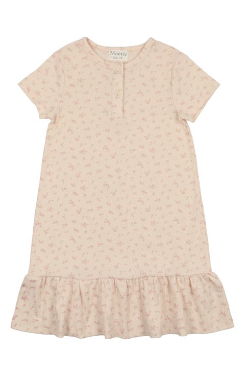 Kids' Printed Cotton Blend Gauze T-Shirt Dress (Toddler & Little Kid)