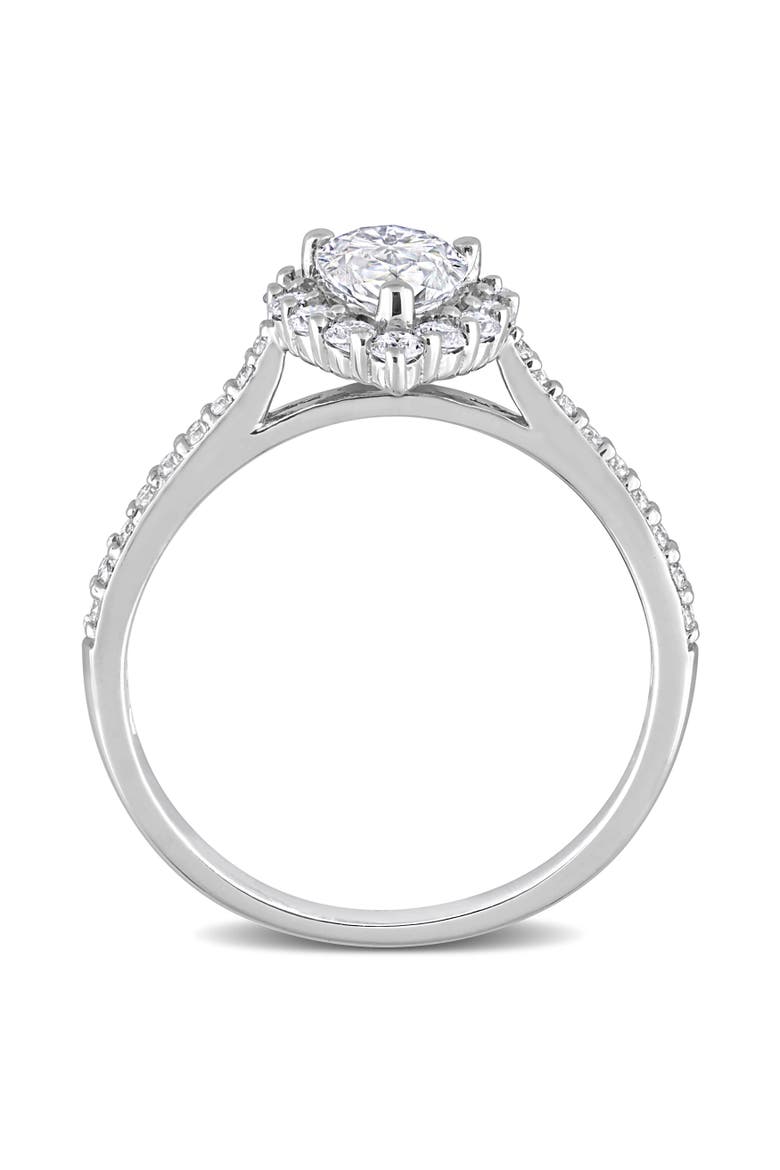 Moissanite Teardrop Halo Engagement Ring, Alternate, color, Sterling Silver