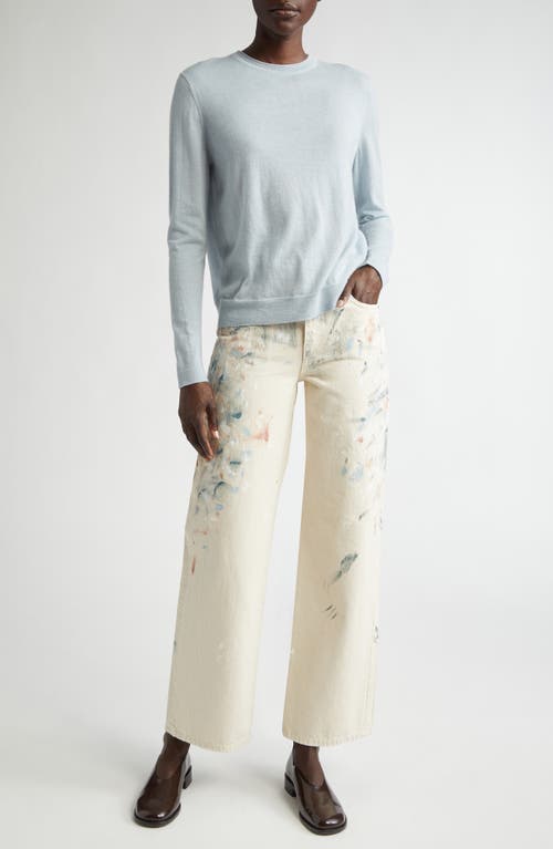 Shop Lafayette 148 New York Painter's Wyckoff Wide Leg Jeans In Washed Ecru Multi