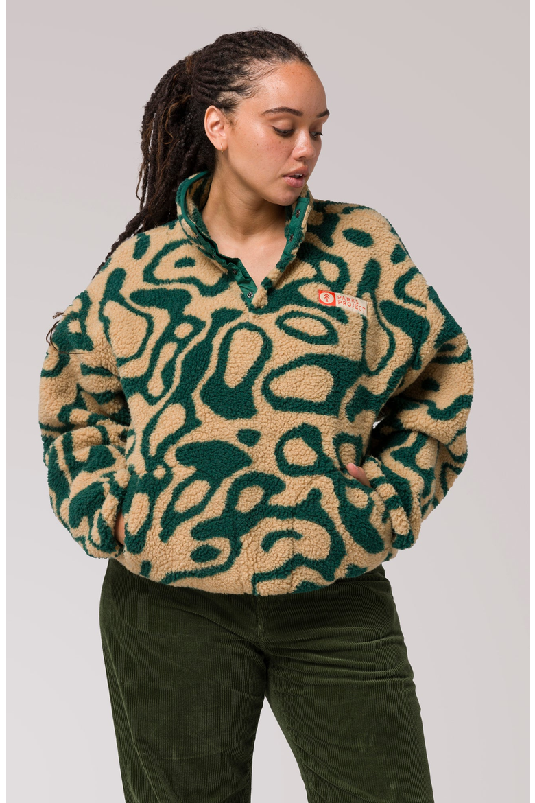 Yellowstone Geysers Trail High Pile Fleece Pullover, Alternate, color, Green