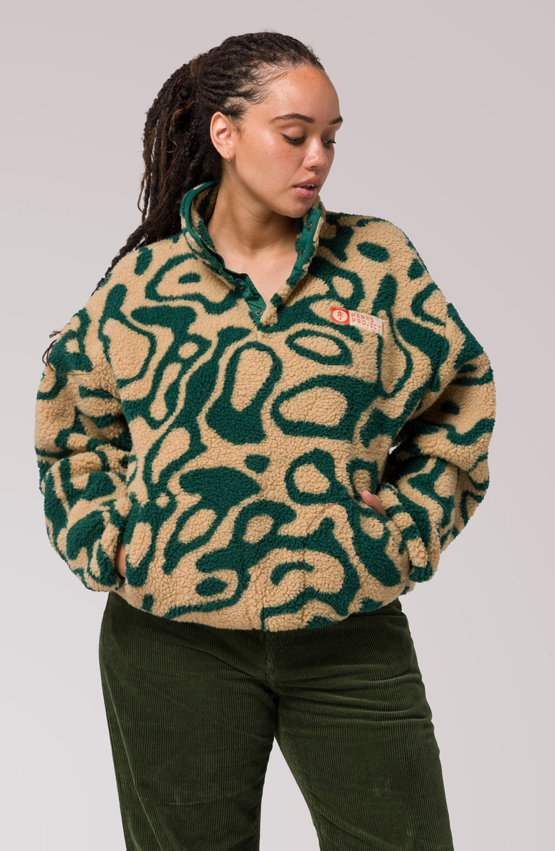 Parks Project Yellowstone Geysers Trail High Pile Fleece Pullover, Alternate, color, Green