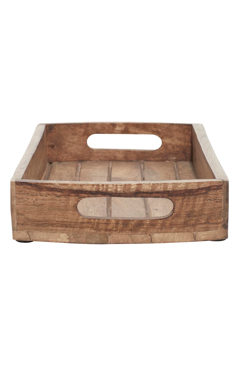 SONOMA SAGE HOME Light Brown Mango Wood Tray with Slot Handles - Set of 3, Alternate, color,