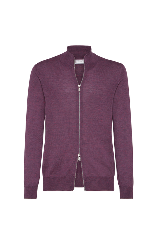 Brunello Cucinelli Lightweight Knit Cardigan In Burgundy