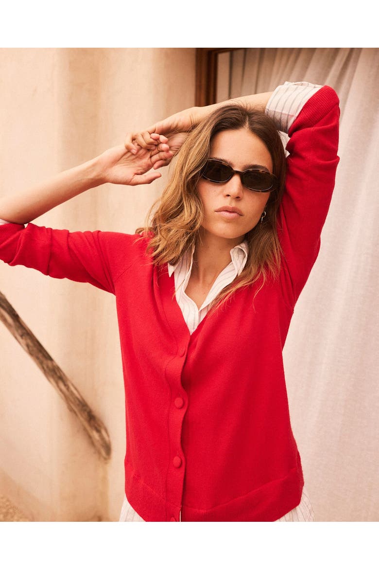 Cotton Blend Layered Knit Shirt, Alternate, color, Red